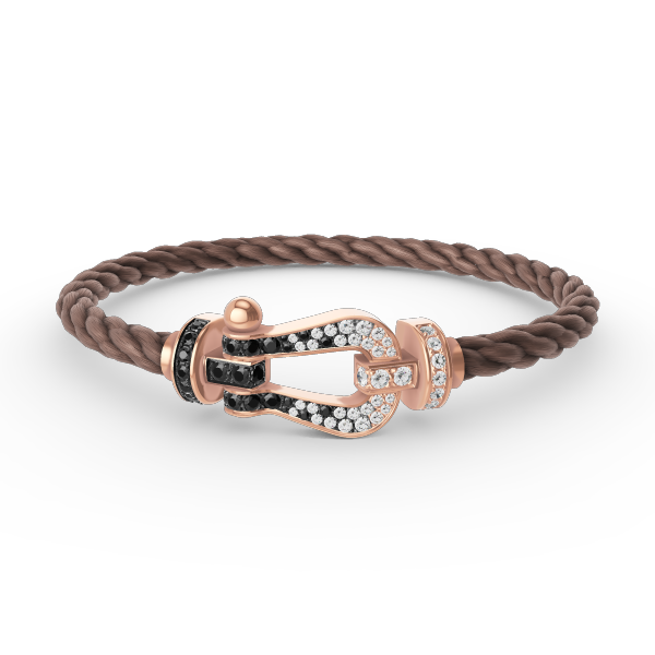 [KELA]FORCE LARGE HORSESHOE BLACK & WHITE DIAMOND BRACELET - ROSE GOLD