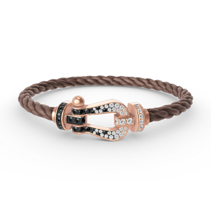 [KELA]FORCE LARGE HORSESHOE BLACK & WHITE DIAMOND BRACELET - ROSE GOLD
