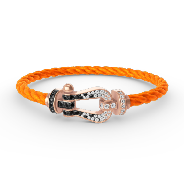 [KELA]FORCE LARGE HORSESHOE BLACK & WHITE DIAMOND BRACELET - ROSE GOLD