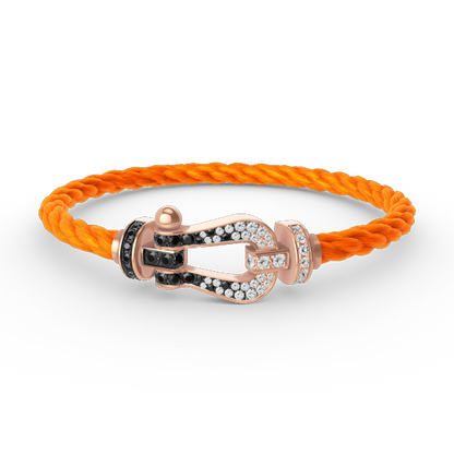[KELA]FORCE LARGE HORSESHOE BLACK & WHITE DIAMOND BRACELET - ROSE GOLD