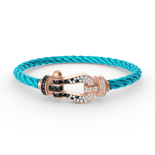 [KELA]FORCE LARGE HORSESHOE BLACK & WHITE DIAMOND BRACELET - ROSE GOLD
