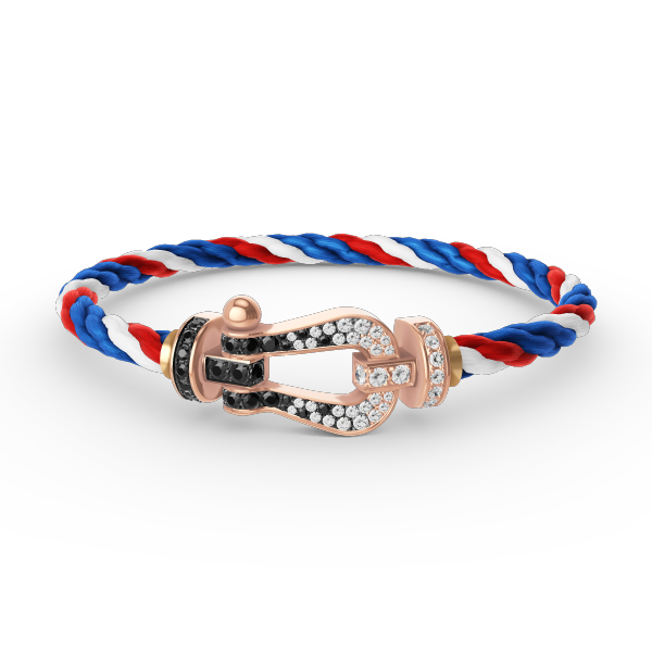 [KELA]FORCE LARGE HORSESHOE BLACK & WHITE DIAMOND BRACELET - ROSE GOLD