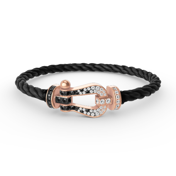 [KELA]FORCE LARGE HORSESHOE BLACK & WHITE DIAMOND BRACELET - ROSE GOLD