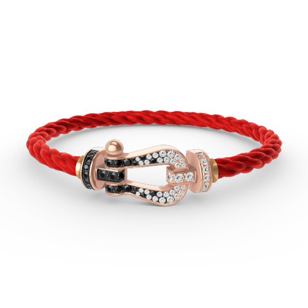 [KELA]FORCE LARGE HORSESHOE BLACK & WHITE DIAMOND BRACELET - ROSE GOLD