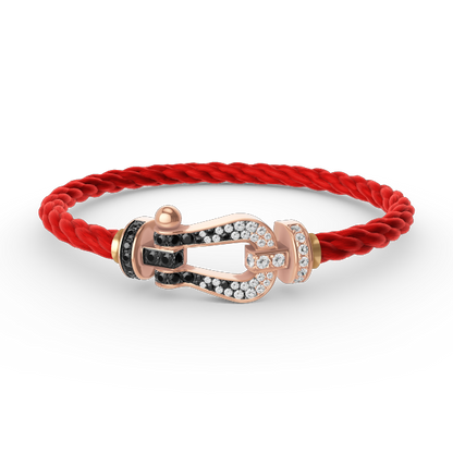[KELA]FORCE LARGE HORSESHOE BLACK & WHITE DIAMOND BRACELET - ROSE GOLD