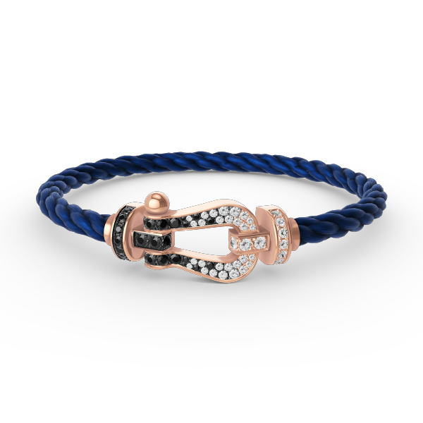 [KELA]FORCE LARGE HORSESHOE BLACK & WHITE DIAMOND BRACELET - ROSE GOLD