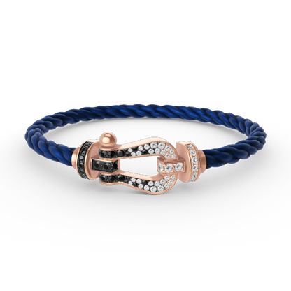 [KELA]FORCE LARGE HORSESHOE BLACK & WHITE DIAMOND BRACELET - ROSE GOLD