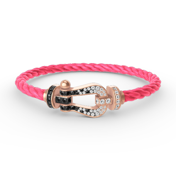 [KELA]FORCE LARGE HORSESHOE BLACK & WHITE DIAMOND BRACELET - ROSE GOLD