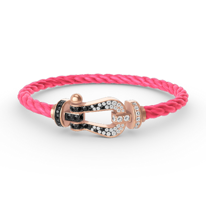 [KELA]FORCE LARGE HORSESHOE BLACK & WHITE DIAMOND BRACELET - ROSE GOLD