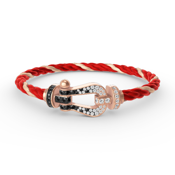 [KELA]FORCE LARGE HORSESHOE BLACK & WHITE DIAMOND BRACELET - ROSE GOLD