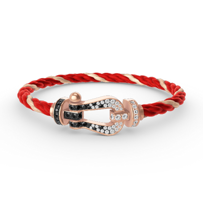 [KELA]FORCE LARGE HORSESHOE BLACK & WHITE DIAMOND BRACELET - ROSE GOLD