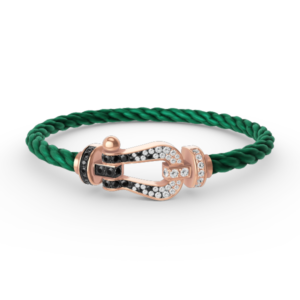 [KELA]FORCE LARGE HORSESHOE BLACK & WHITE DIAMOND BRACELET - ROSE GOLD