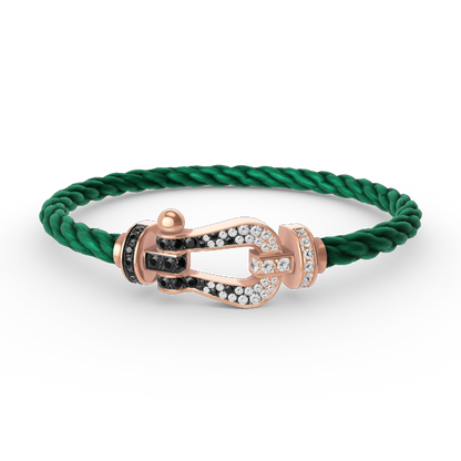 [KELA]FORCE LARGE HORSESHOE BLACK & WHITE DIAMOND BRACELET - ROSE GOLD