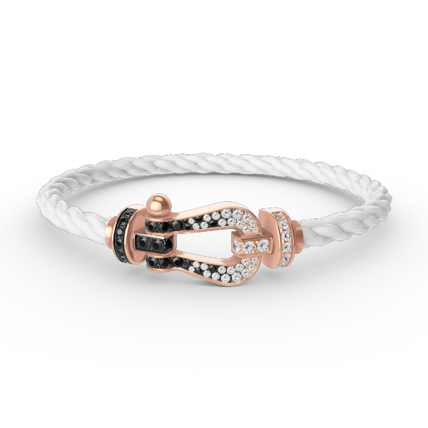 [KELA]FORCE LARGE HORSESHOE BLACK & WHITE DIAMOND BRACELET - ROSE GOLD