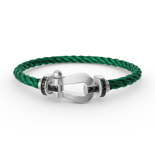 [KELA]FORCE LARGE HORSESHOE BLACK DIAMOND BRACELET - WHITE GOLD