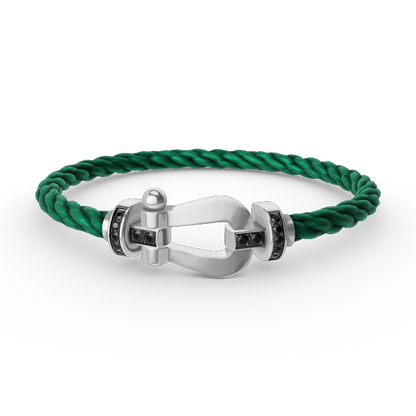 [KELA]FORCE LARGE HORSESHOE BLACK DIAMOND BRACELET - WHITE GOLD