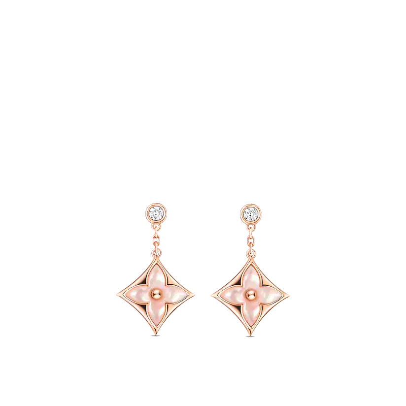 [KELA]DOUBLE STAR ROSE GOLD MOP DROP EARRINGS