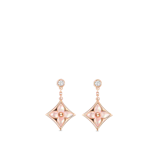 [KELA]DOUBLE STAR ROSE GOLD MOP DROP EARRINGS
