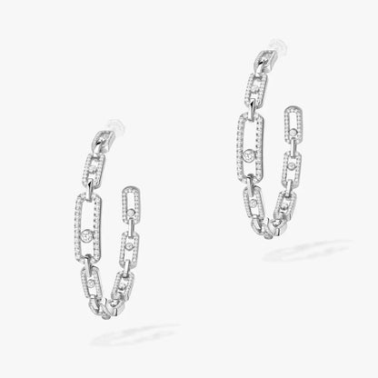[KELA]MOVE LINK KINETIC DIAMOND HOOP EARRINGS