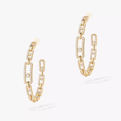 [KELA]MOVE LINK KINETIC DIAMOND HOOP EARRINGS