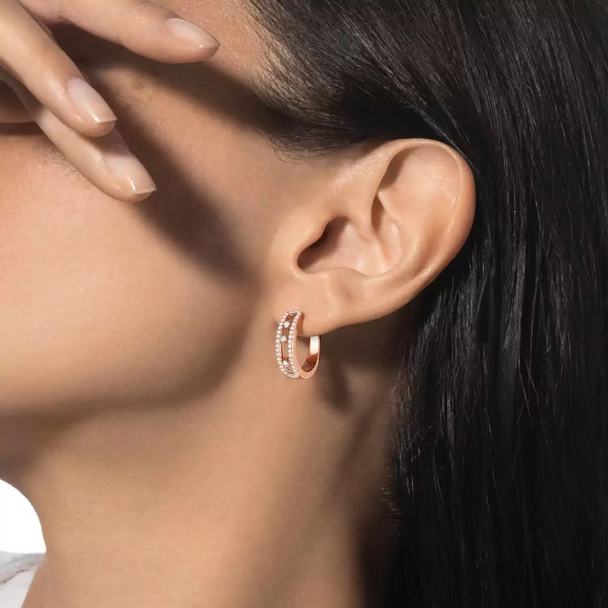 [KELA]MOVE PAVÉ DIAMOND HOOP EARRINGS