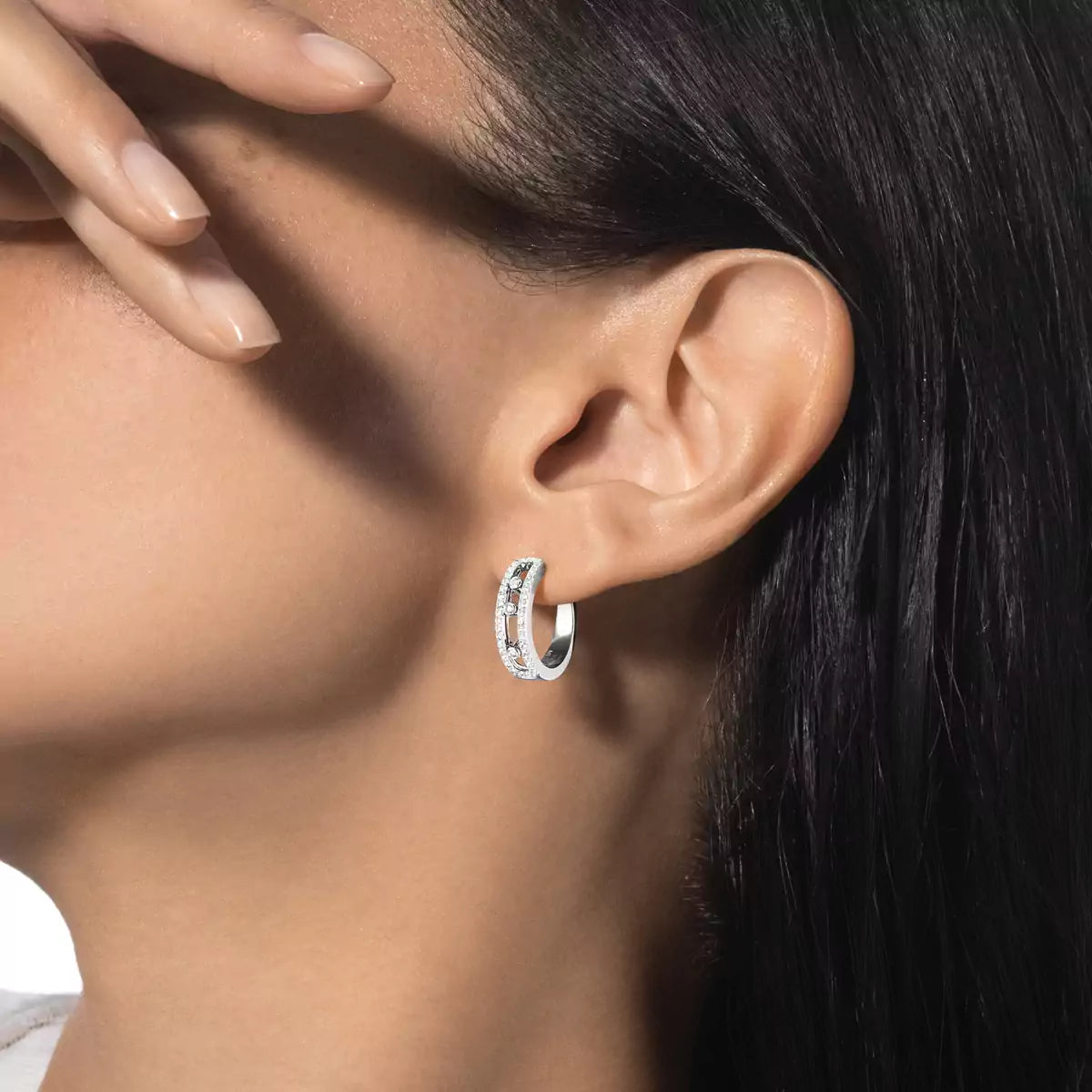 [KELA]MOVE PAVÉ DIAMOND HOOP EARRINGS