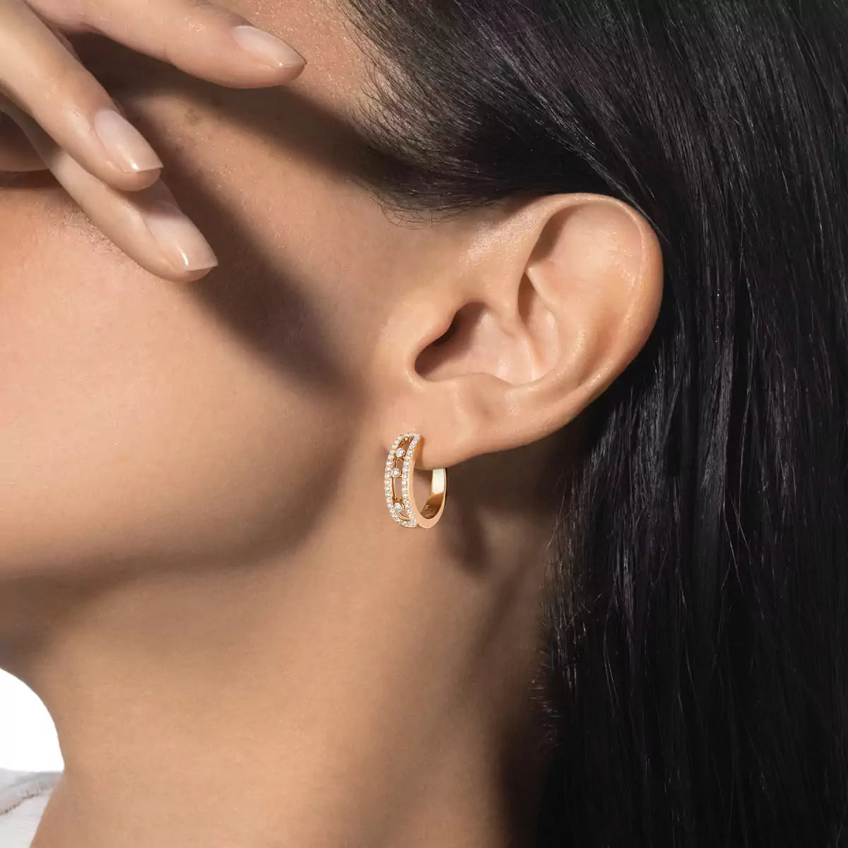 [KELA]MOVE PAVÉ DIAMOND HOOP EARRINGS