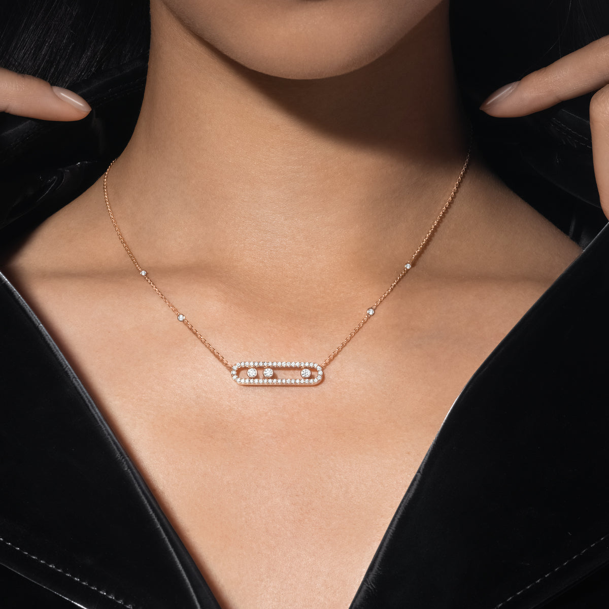 [KELA]MOVE PAVÉ FULL DIAMOND NECKLACE
