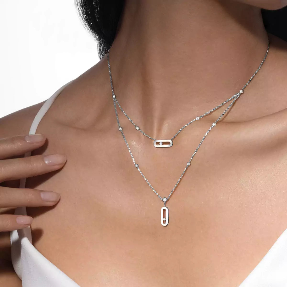 [KELA]MOVE UNO DOUBLE-PENDANT NECKLACE