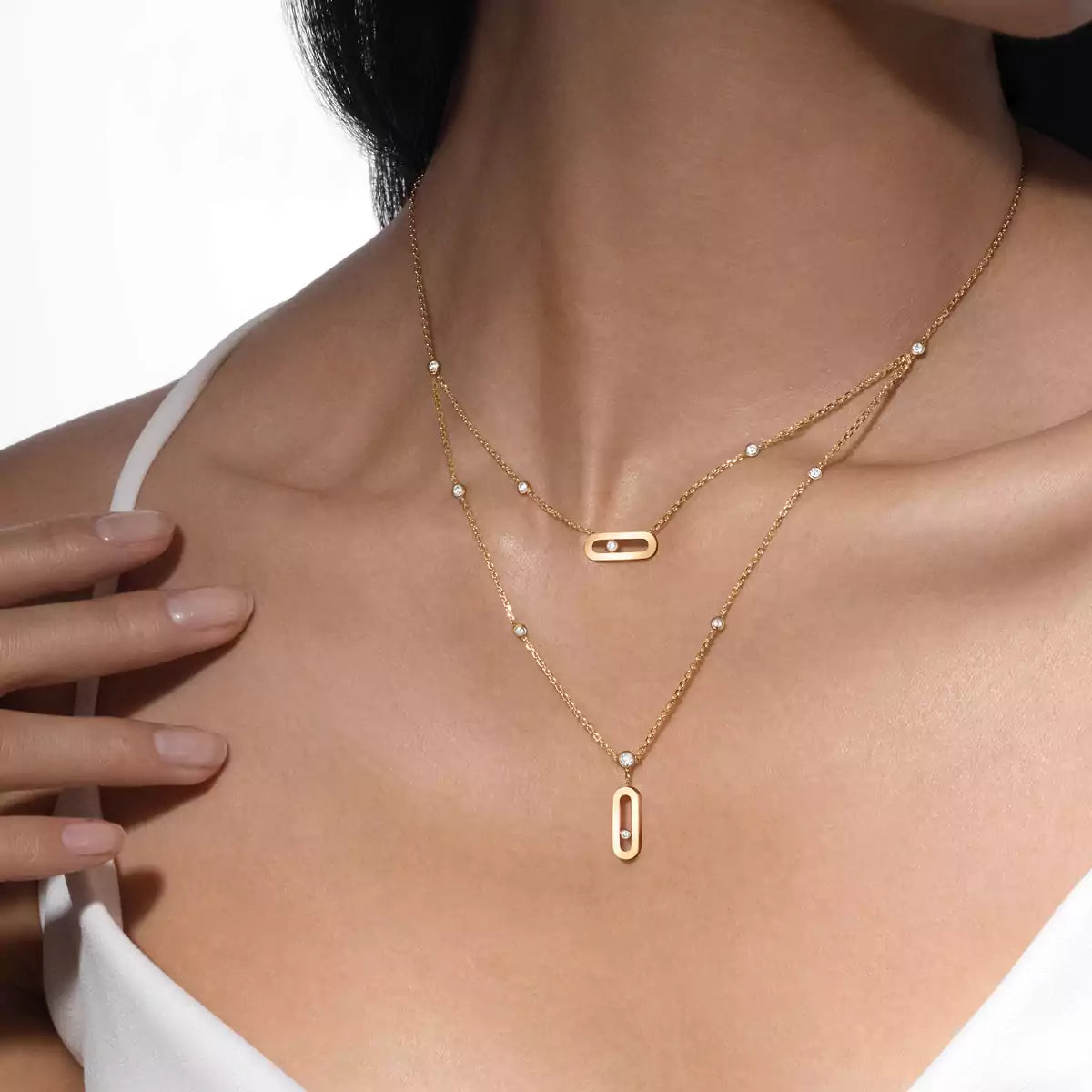 [KELA]MOVE UNO DOUBLE-PENDANT NECKLACE