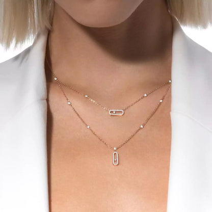 [KELA]MOVE UNO 2-ROW PAVÉ NECKLACE