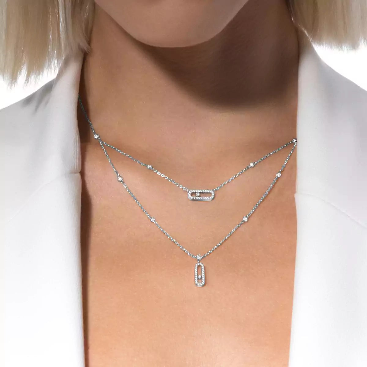 [KELA]MOVE UNO 2-ROW PAVÉ NECKLACE