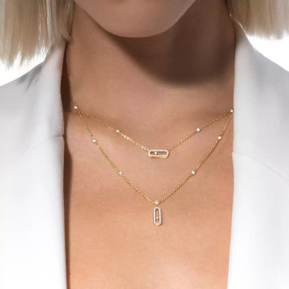 [KELA]MOVE UNO 2-ROW PAVÉ NECKLACE