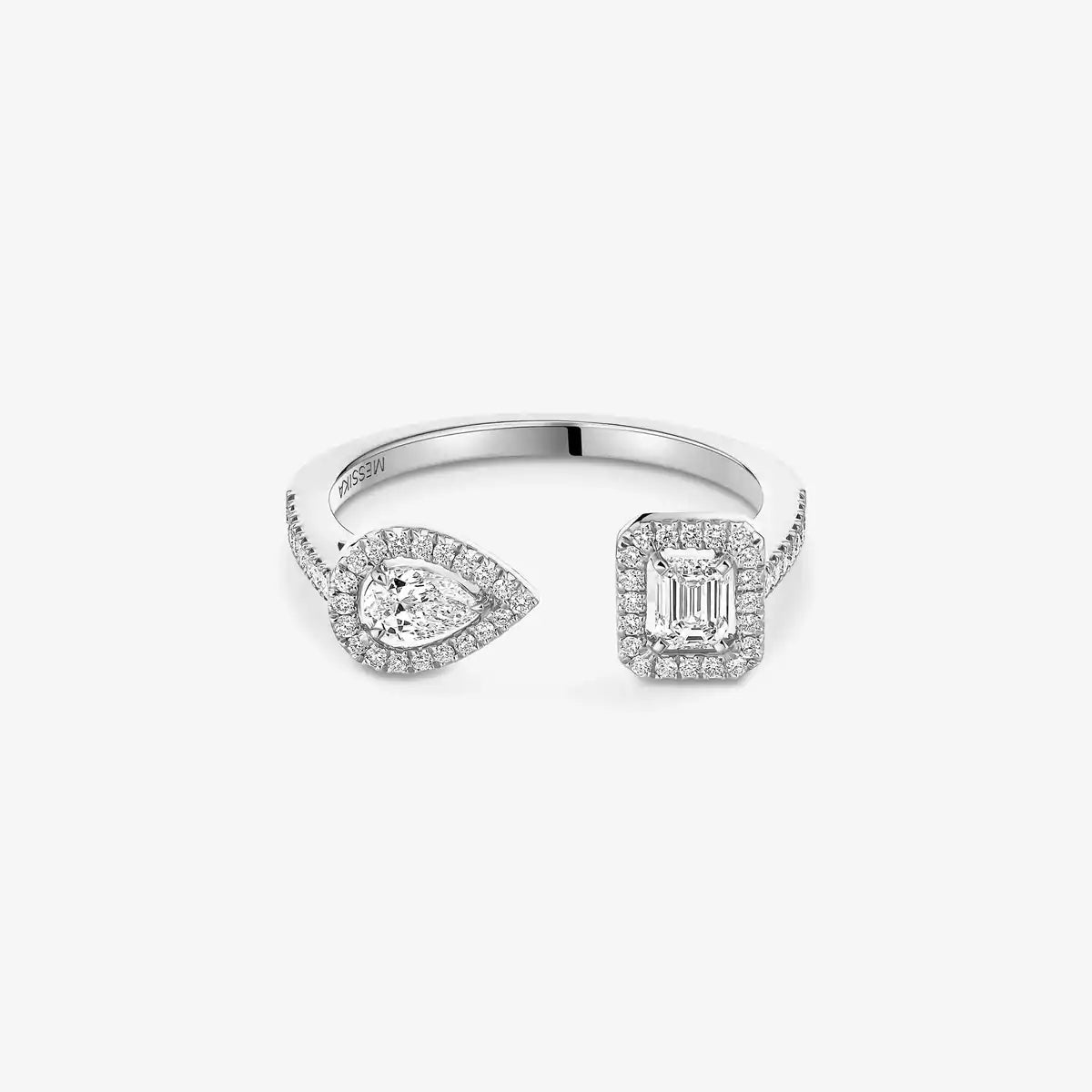 [KELA]OPEN SUGAR CUBE & TEARDROP PAVÉ DIAMOND RING