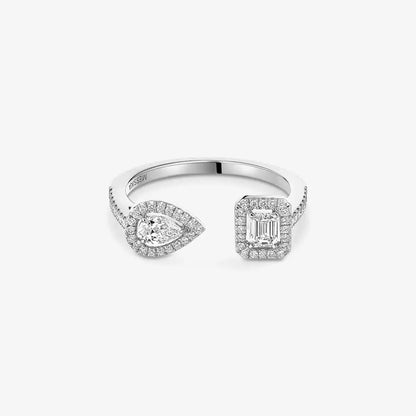 [KELA]OPEN SUGAR CUBE & TEARDROP PAVÉ DIAMOND RING