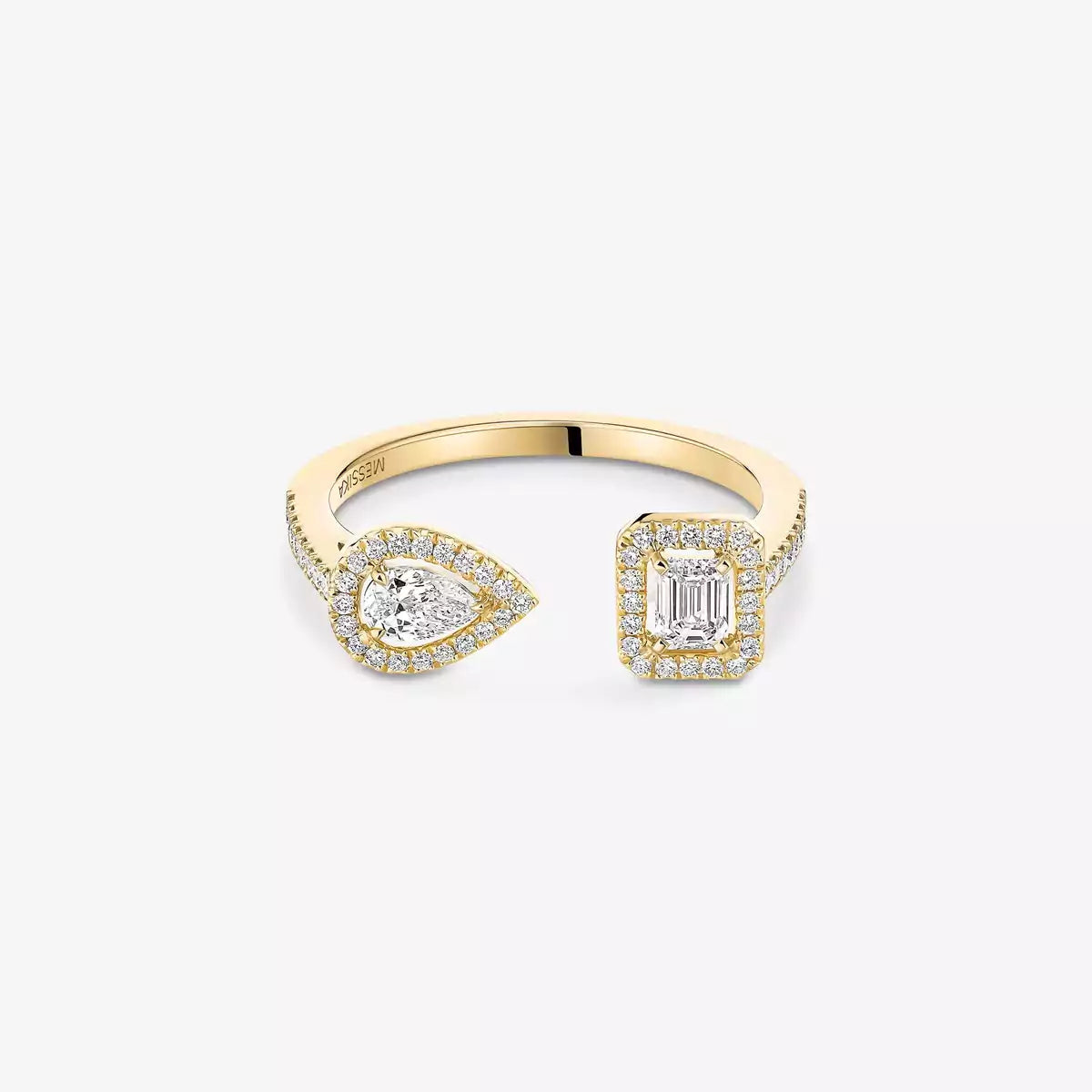 [KELA]OPEN SUGAR CUBE & TEARDROP PAVÉ DIAMOND RING