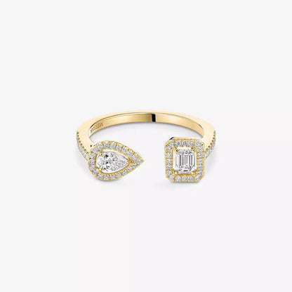 [KELA]OPEN SUGAR CUBE & TEARDROP PAVÉ DIAMOND RING
