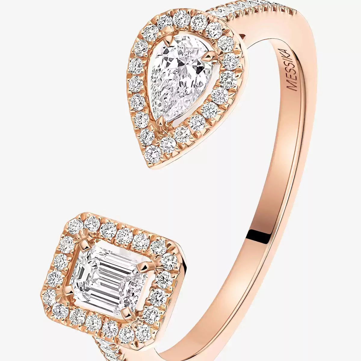 [KELA]OPEN SUGAR CUBE & TEARDROP PAVÉ DIAMOND RING