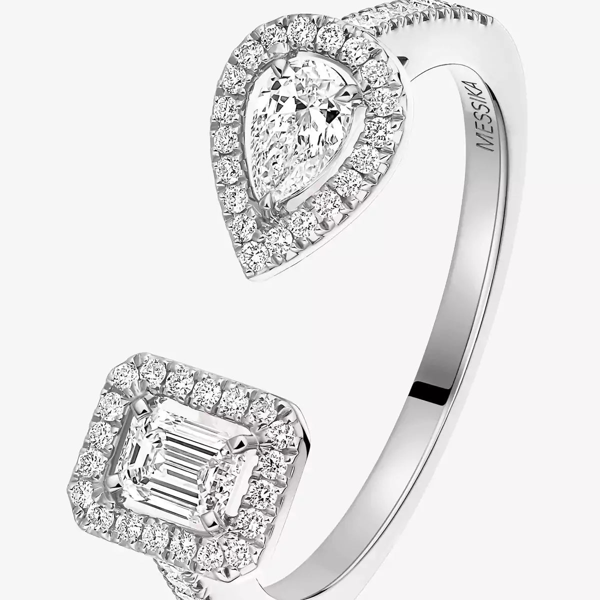 [KELA]OPEN SUGAR CUBE & TEARDROP PAVÉ DIAMOND RING