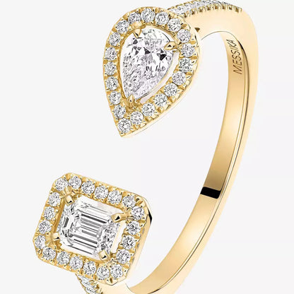 [KELA]OPEN SUGAR CUBE & TEARDROP PAVÉ DIAMOND RING