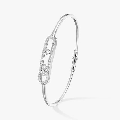 [KELA]MOVE PAVÉ DIAMOND BANGLE BRACELET M