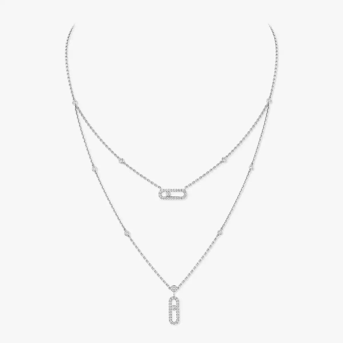 [KELA]MOVE UNO 2-ROW PAVÉ NECKLACE