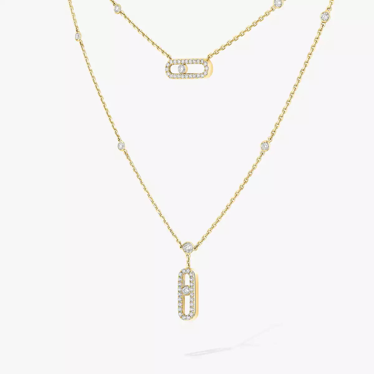 [KELA]MOVE UNO 2-ROW PAVÉ NECKLACE