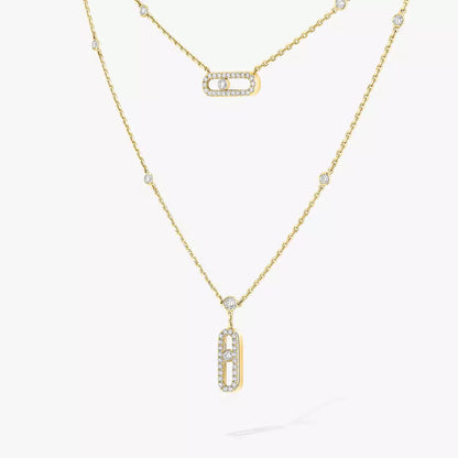 [KELA]MOVE UNO 2-ROW PAVÉ NECKLACE