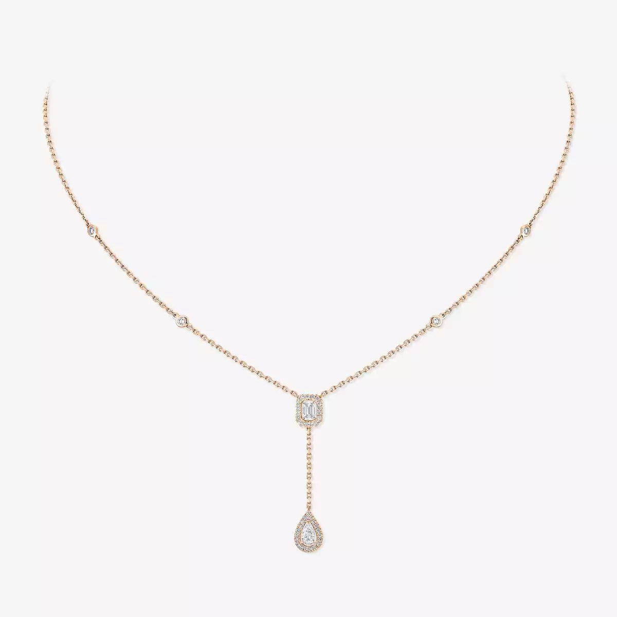 [KELA]SUGAR CUBE & TEARDROP FULL PAVÉ NECKLACE