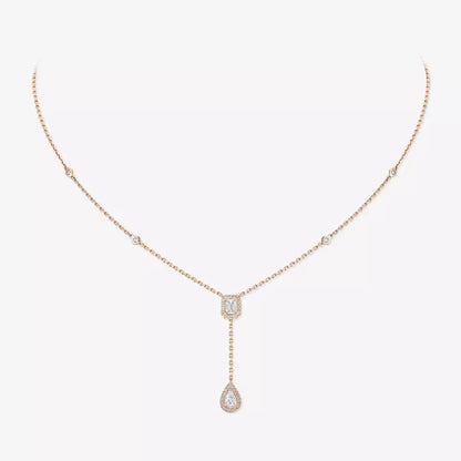 [KELA]SUGAR CUBE & TEARDROP FULL PAVÉ NECKLACE