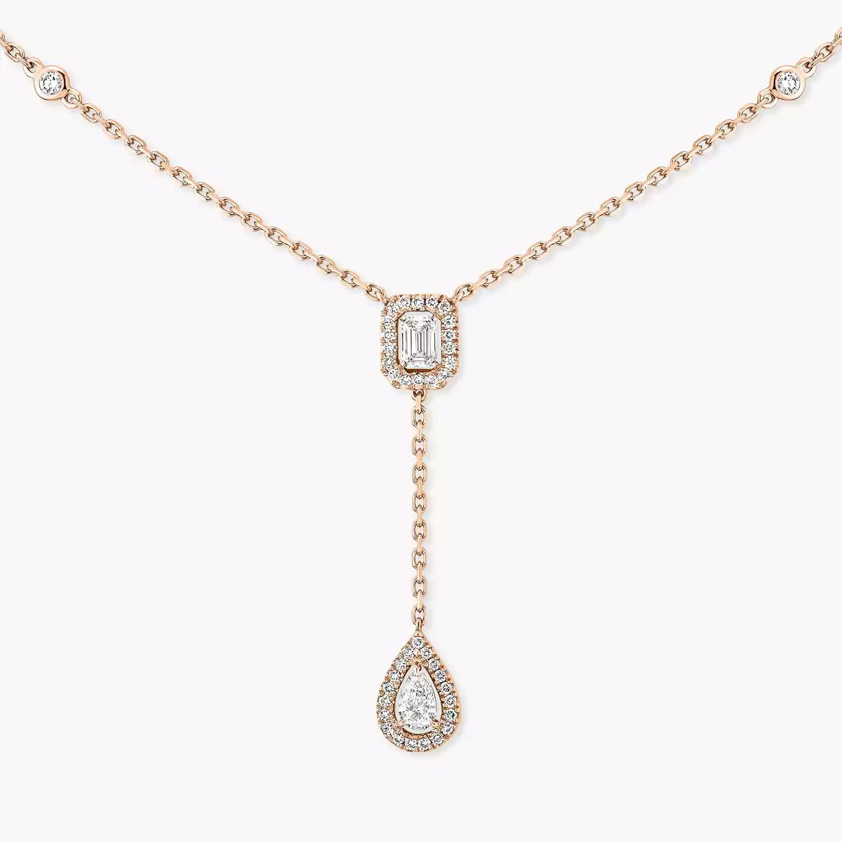 [KELA]SUGAR CUBE & TEARDROP FULL PAVÉ NECKLACE