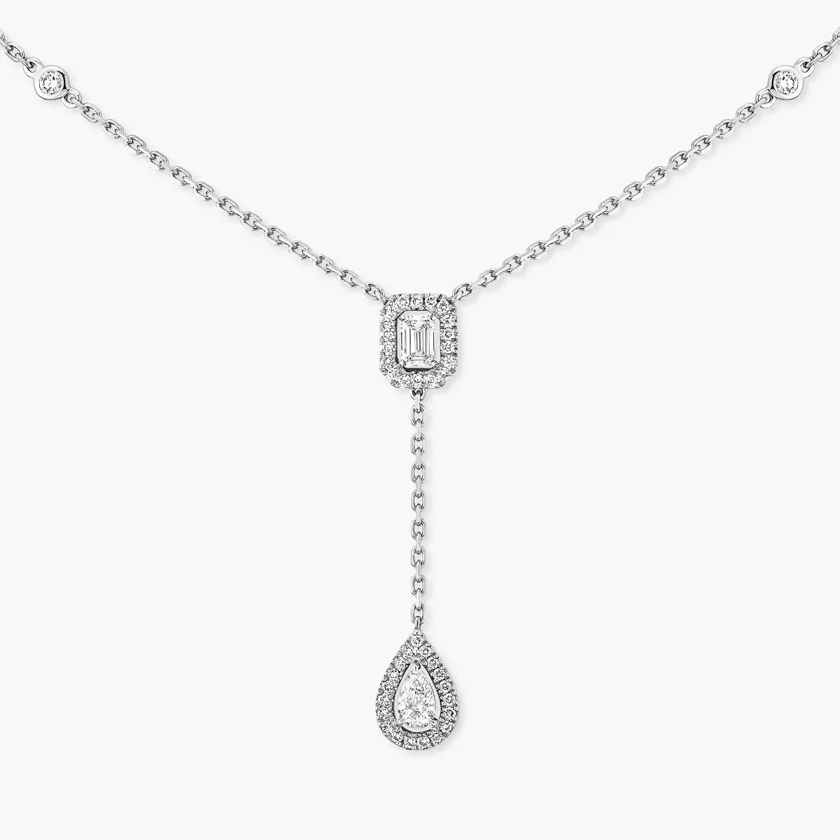 [KELA]SUGAR CUBE & TEARDROP FULL PAVÉ NECKLACE
