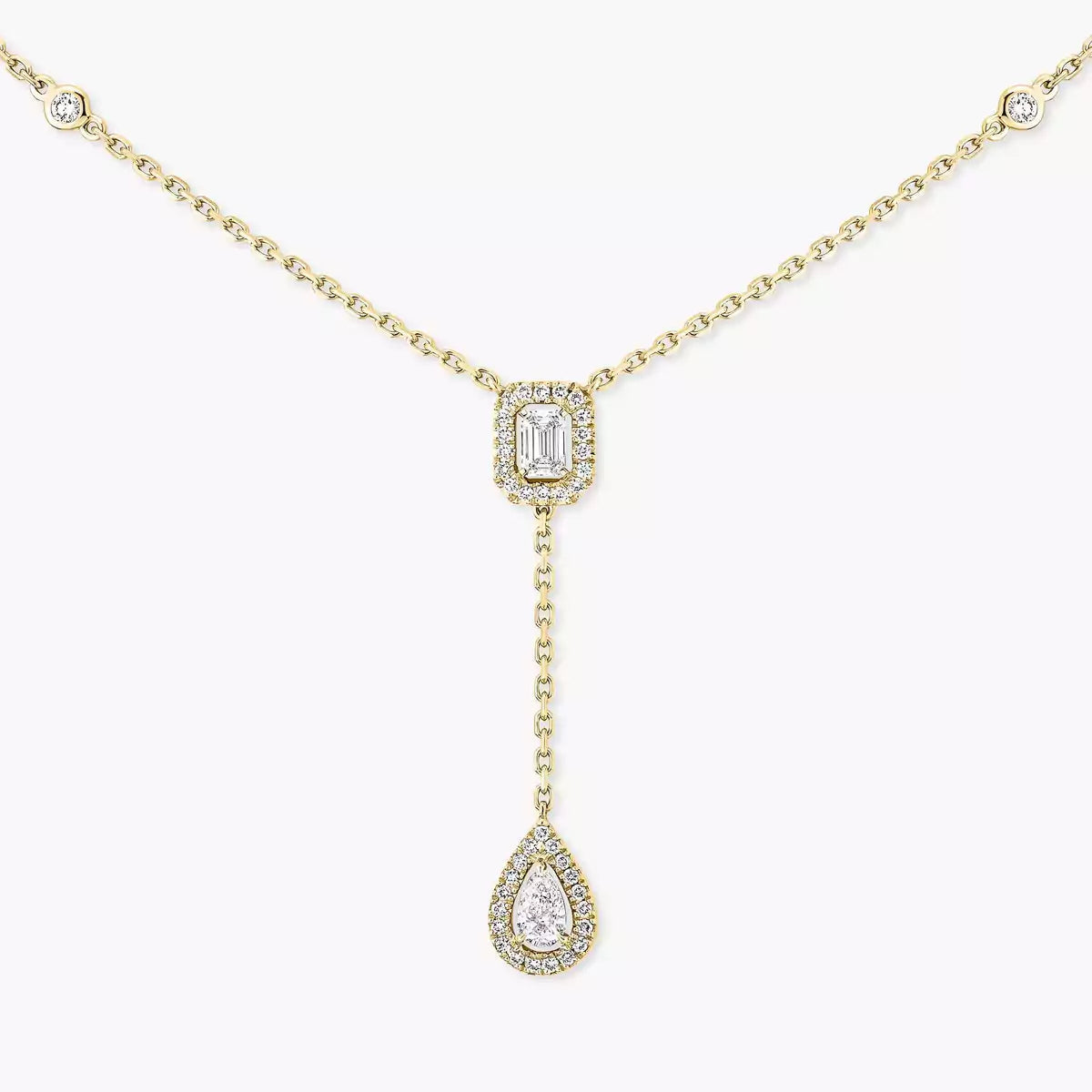 [KELA]SUGAR CUBE & TEARDROP FULL PAVÉ NECKLACE