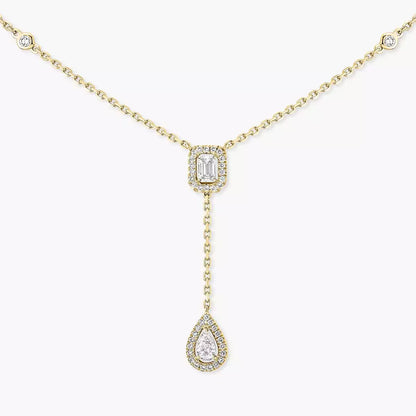 [KELA]SUGAR CUBE & TEARDROP FULL PAVÉ NECKLACE